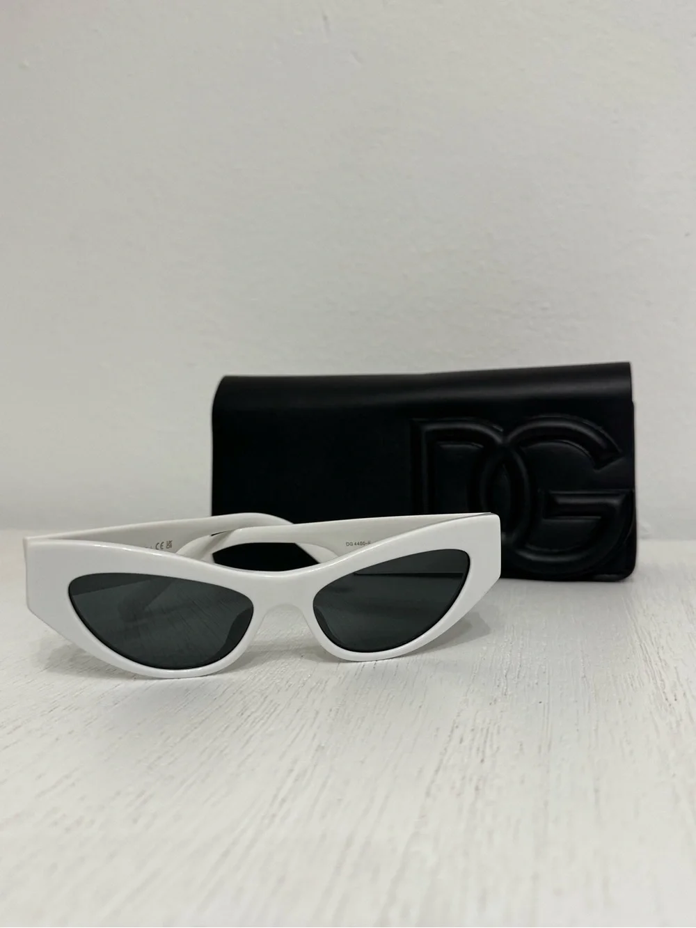 Dolce & Gabbana White Cat-Eye Sunglasses with Black Lenses